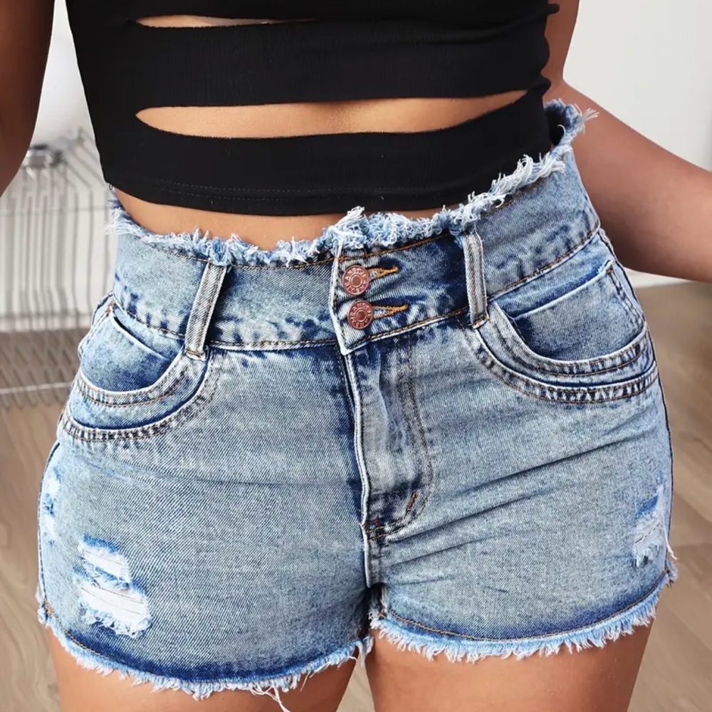 ‼️SOLD High-Waisted Distressed Denim Shorts